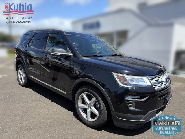 2019 Ford Explorer XLT in Black Metallic — front three-quarter view