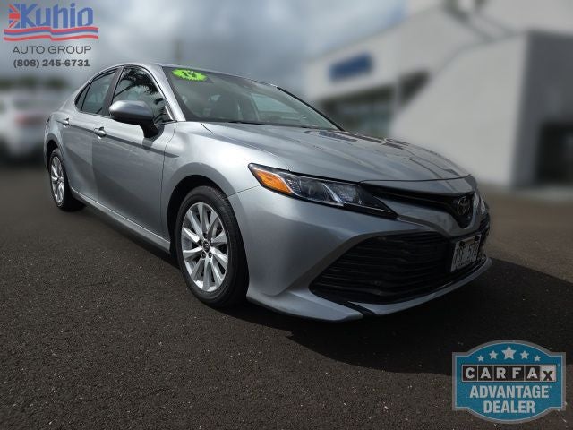 2019 Toyota Camry LE in Silver — front three-quarter view