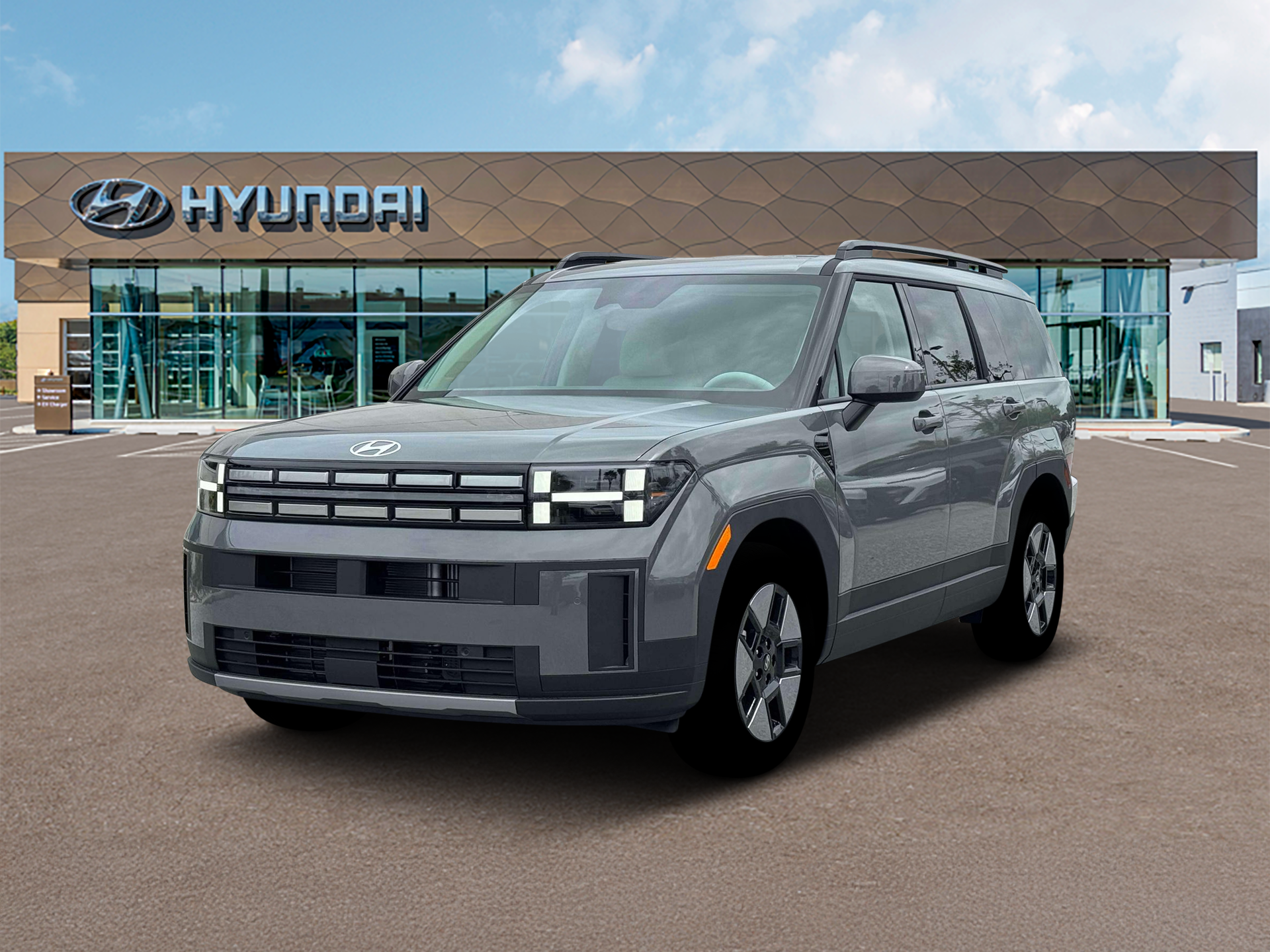 2026 Hyundai SANTA FE HYBRID SEL in Hampton Gray — front three-quarter view