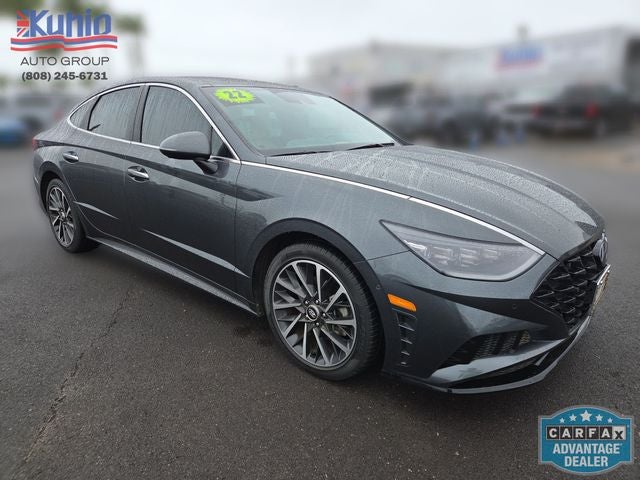 2022 Hyundai SONATA Limited in Portofino Gray — front three-quarter view