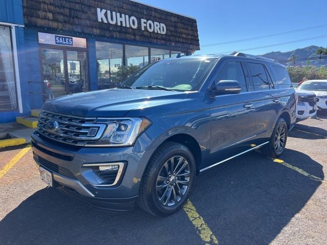 2020 Ford Expedition Limited in Blue Metallic — front three-quarter view